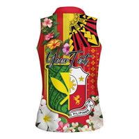 Personalised Hawaii and Philippines Together Women Sleeveless Polo Shirt The Emblems with Cultural Symbols Green-Yellow-Red Tricolor LT03 - Polynesian Pride