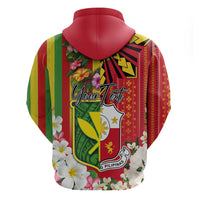 Personalised Hawaii and Philippines Together Zip Hoodie The Emblems with Cultural Symbols Green-Yellow-Red Tricolor LT03 - Polynesian Pride