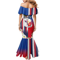 Personalised Hawaii and Philippines Together Family Matching Mermaid Dress and Hawaiian Shirt The Emblems with Cultural Symbols Blue-White-Red Tricolor LT03 - Polynesian Pride