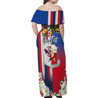 Personalised Hawaii and Philippines Together Family Matching Off Shoulder Maxi Dress and Hawaiian Shirt The Emblems with Cultural Symbols Blue-White-Red Tricolor LT03 - Polynesian Pride