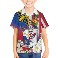 Personalised Hawaii and Philippines Together Kid Hawaiian Shirt The Emblems with Cultural Symbols Blue-White-Red Tricolor LT03 Kid Art - Polynesian Pride