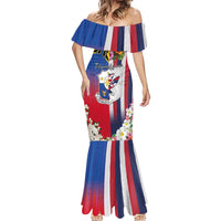 Personalised Hawaii and Philippines Together Mermaid Dress The Emblems with Cultural Symbols Blue-White-Red Tricolor LT03 - Polynesian Pride