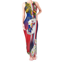 Personalised Hawaii and Philippines Together Tank Maxi Dress The Emblems with Cultural Symbols Blue-White-Red Tricolor LT03 Women Art - Polynesian Pride