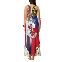 Personalised Hawaii and Philippines Together Tank Maxi Dress The Emblems with Cultural Symbols Blue-White-Red Tricolor LT03 - Polynesian Pride