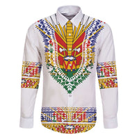 Haiti Flag Traditional Dashiki Family Matching Puletasi and Hawaiian Shirt White Color LT03 Dad's Shirt - Long Sleeve White - Polynesian Pride