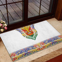 Haiti Flag Traditional Dashiki Rubber Doormat White Color - Polynesian Pride