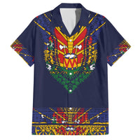 Haiti Flag Traditional Dashiki Family Matching Off The Shoulder Long Sleeve Dress and Hawaiian Shirt Black Color LT03 Dad's Shirt - Short Sleeve Black - Polynesian Pride