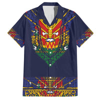 Haiti Flag Traditional Dashiki Family Matching Summer Maxi Dress and Hawaiian Shirt Black Color LT03 Dad's Shirt - Short Sleeve Black - Polynesian Pride