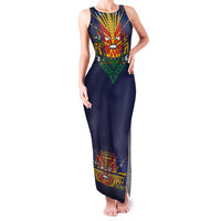 Haiti Flag Traditional Dashiki Family Matching Tank Maxi Dress and Hawaiian Shirt Black Color LT03 Mom's Dress Black - Polynesian Pride