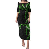 Hawaii Maile Lei Family Matching Puletasi and Hawaiian Shirt Aloha Black Color LT03 Mom's Dress Black - Polynesian Pride