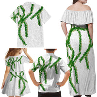 Hawaii Maile Lei Family Matching Off Shoulder Maxi Dress and Hawaiian Shirt Aloha White Color LT03 - Polynesian Pride