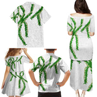 Hawaii Maile Lei Family Matching Puletasi and Hawaiian Shirt Aloha White Color LT03 - Polynesian Pride