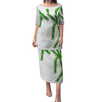 Hawaii Maile Lei Family Matching Puletasi and Hawaiian Shirt Aloha White Color LT03 Mom's Dress White - Polynesian Pride