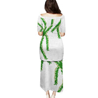 Hawaii Maile Lei Family Matching Puletasi and Hawaiian Shirt Aloha White Color LT03 - Polynesian Pride