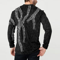 Hawaii Maile Lei Button Sweatshirt Aloha Grayscale Color