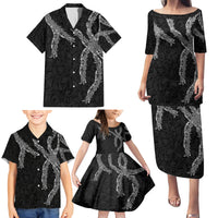 Hawaii Maile Lei Family Matching Puletasi and Hawaiian Shirt Aloha Grayscale Color LT03 - Polynesian Pride