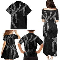 Hawaii Maile Lei Family Matching Puletasi and Hawaiian Shirt Aloha Grayscale Color LT03 - Polynesian Pride