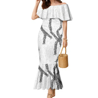 Hawaii Maile Lei Family Matching Mermaid Dress and Hawaiian Shirt Aloha The Grey Color LT03 Mom's Dress Grey - Polynesian Pride