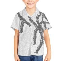 Hawaii Maile Lei Family Matching Puletasi and Hawaiian Shirt Aloha The Grey Color LT03 Son's Shirt Grey - Polynesian Pride