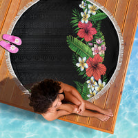 Hawaii Tropical Flowers and Leaves Beach Blanket Tapa Pattern Colorful Mode