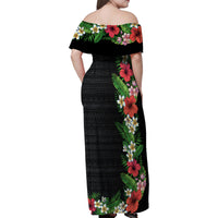 Hawaii Tropical Flowers and Leaves Family Matching Off Shoulder Maxi Dress and Hawaiian Shirt Tapa Pattern Colorful Mode LT03 - Polynesian Pride