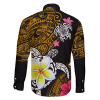 Hawaii Turtle and Tropical Flower Family Matching Tank Maxi Dress and Hawaiian Shirt Polynesian Pattern