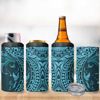 Hawaiian Manta Ray and Polynesian Tribal Tattoo 4 in 1 Can Cooler Tumbler Turquoise Color LT03 - Polynesian Pride