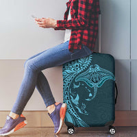 Hawaiian Manta Ray and Polynesian Tribal Tattoo Luggage Cover Turquoise Color LT03 - Polynesian Pride