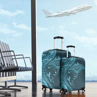 Hawaiian Manta Ray and Polynesian Tribal Tattoo Luggage Cover Turquoise Color LT03 - Polynesian Pride