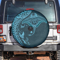 Hawaiian Manta Ray and Polynesian Tribal Tattoo Spare Tire Cover Turquoise Color LT03 Turquoise - Polynesian Pride