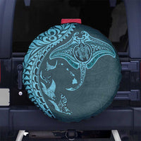 Hawaiian Manta Ray and Polynesian Tribal Tattoo Spare Tire Cover Turquoise Color LT03 - Polynesian Pride