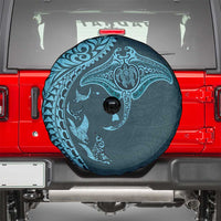 Hawaiian Manta Ray and Polynesian Tribal Tattoo Spare Tire Cover Turquoise Color LT03 - Polynesian Pride