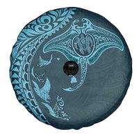 Hawaiian Manta Ray and Polynesian Tribal Tattoo Spare Tire Cover Turquoise Color LT03 - Polynesian Pride