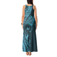 Hawaiian Manta Ray and Polynesian Tribal Tattoo Tank Maxi Dress Turquoise Color LT03 - Polynesian Pride