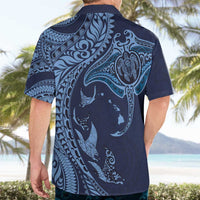 Hawaiian Manta Ray and Polynesian Tribal Tattoo Hawaiian Shirt - Dark Navy Color LT03 - Polynesian Pride
