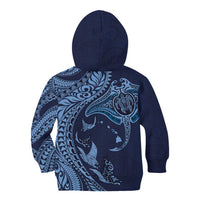 Hawaiian Manta Ray and Polynesian Tribal Tattoo Kid Hoodie Dark Navy Color LT03 - Polynesian Pride