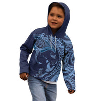Hawaiian Manta Ray and Polynesian Tribal Tattoo Kid Hoodie Dark Navy Color LT03 - Polynesian Pride