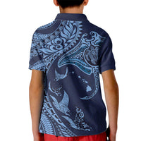 Hawaiian Manta Ray and Polynesian Tribal Tattoo Kid Polo Shirt Dark Navy Color LT03 - Polynesian Pride