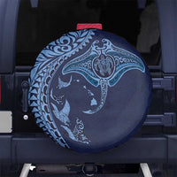 Hawaiian Manta Ray and Polynesian Tribal Tattoo Spare Tire Cover Dark Navy Color LT03 - Polynesian Pride