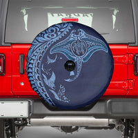Hawaiian Manta Ray and Polynesian Tribal Tattoo Spare Tire Cover Dark Navy Color LT03 - Polynesian Pride