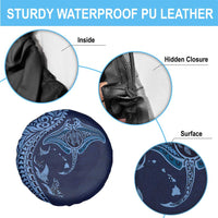 Hawaiian Manta Ray and Polynesian Tribal Tattoo Spare Tire Cover Dark Navy Color LT03 - Polynesian Pride