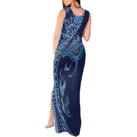 Hawaiian Manta Ray and Polynesian Tribal Tattoo Tank Maxi Dress Dark Navy Color LT03 - Polynesian Pride