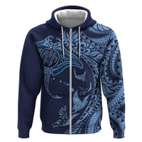 Hawaiian Manta Ray and Polynesian Tribal Tattoo Zip Hoodie Dark Navy Color LT03 Zip Hoodie Dark Navy - Polynesian Pride