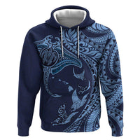 Hawaiian Manta Ray and Polynesian Tribal Tattoo Zip Hoodie Dark Navy Color LT03 Pullover Hoodie Dark Navy - Polynesian Pride