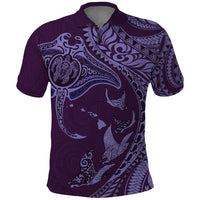 Hawaiian Manta Ray and Polynesian Tribal Tattoo Polo Shirt Purple Color LT03 Purple - Polynesian Pride
