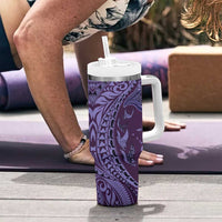 Hawaiian Manta Ray and Polynesian Tribal Tattoo Tumbler With Handle Purple Color LT03 - Polynesian Pride