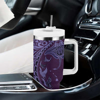 Hawaiian Manta Ray and Polynesian Tribal Tattoo Tumbler With Handle Purple Color LT03 - Polynesian Pride