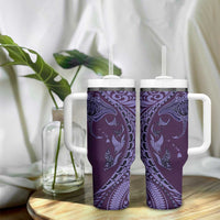 Hawaiian Manta Ray and Polynesian Tribal Tattoo Tumbler With Handle Purple Color LT03 - Polynesian Pride