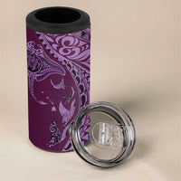 Hawaiian Manta Ray and Polynesian Tribal Tattoo 4 in 1 Can Cooler Tumbler Pink Color LT03 - Polynesian Pride