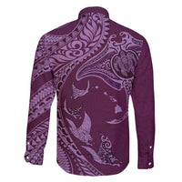 Hawaiian Manta Ray and Polynesian Tribal Tattoo Family Matching Mermaid Dress and Hawaiian Shirt Pink Color LT03 - Polynesian Pride